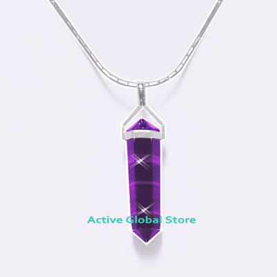 New Natural Purple Flourite Crystal Pendulum Point Pendant & 16"L 925 Sterling Silver Necklace Love Gift - Match Fashion / Leisure Garmenst & Spirit Healing